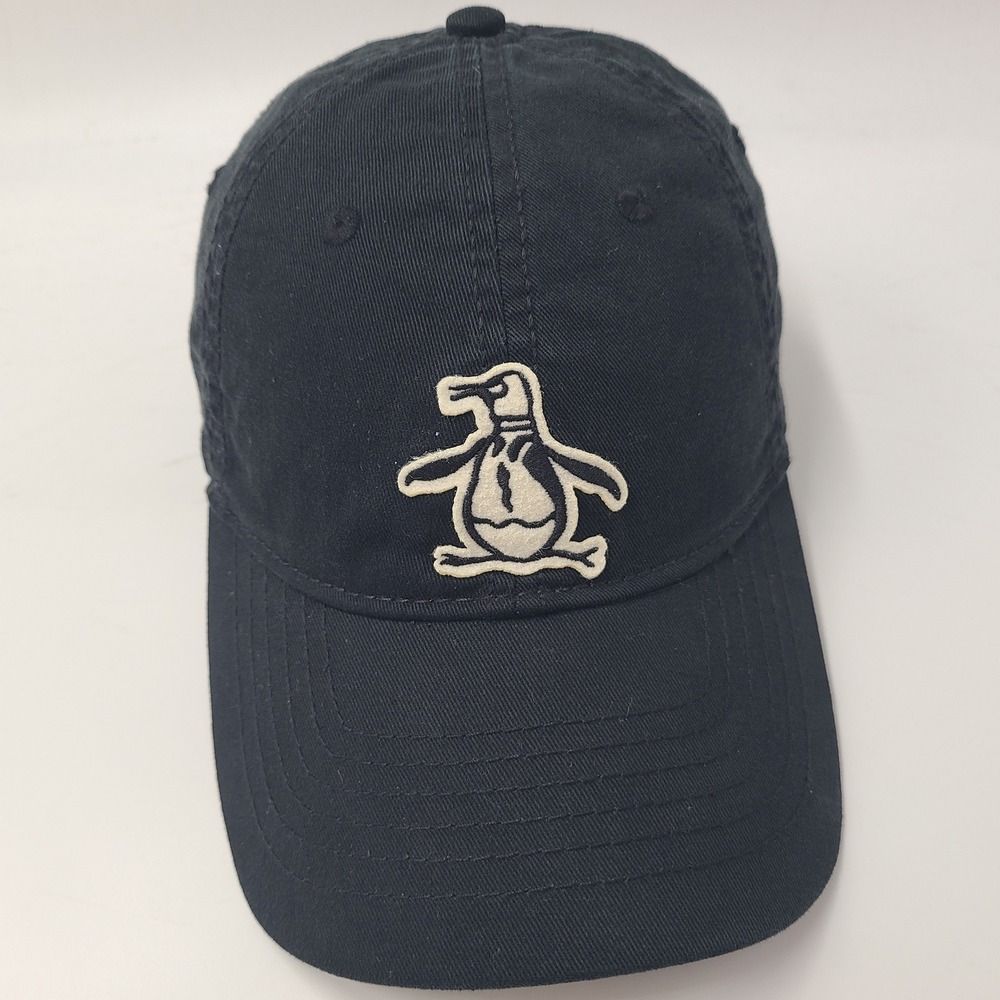 Original Penguin Hat Strapback Munsingwear Black White Logo Casual Dad Cap Men